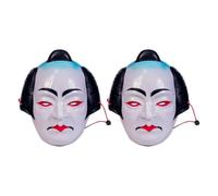 Beavorty 2 masques samouraï japonais peints à la main en plastique | design réaliste et aspect vivant, port confortable, usage polyvalent pour cosplay et femmes, pour théâtre et fêtes