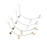 Beavorty 2 Paires Boucles Oreilles Clips Élégantes Anti-Perte Supports Longue Pendaison pour Écouteurs sans Fil Dorée et Argentée Confort Ergonomique et Maintien Sécurisé