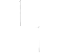 Beavorty 2 Pièces Baguette à Rideaux Manuelle en Alliage D'aluminium Blanc, Robuste et Design Stylé, Barre de Tirage Longue pour Ouverture Facile des Rideaux