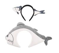 Beavorty 2 pièces Bandeau de Tête Poisson Drôle Accessoires de Costume Cartoon pour Halloween Fête et Incluant un Grand Petit Poisson et Confortable