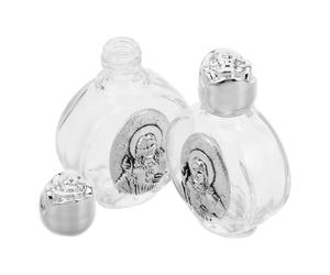 Beavorty 2 Pièces Bouteille Décorative Religieuse 15ml, Gaufrée | Alliage et Verre, Récipient Rechargeable pour Eau Bénite ou Parfum, Décor D’église, Pèlerinage