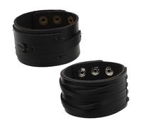 Beavorty 2 pièces Bracelet Punk Cuir PU pour Hommes Lot de Bracelets avec Clous Bijoux Vintage Réglables pour Tenue et