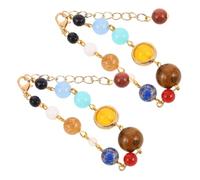 Beavorty 2 pièces Bracelet Système Solaire Pierres Naturelles Ajustables avec Perles Colorées Galaxy pour Femmes Polyvalent
