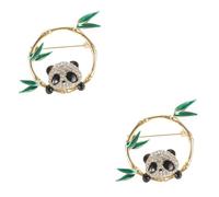 Beavorty 2 Pièces Broche Panda Petit Broche Vêtements Mignon Badge Charme Accessoires Patte Faire La Fête Revers Clé Dessin Animé Épingle Plaqué Initiale Alliage De Zinc