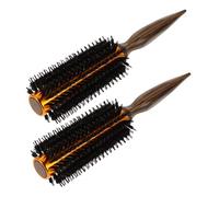 Beavorty 2 Pièces Brosse Ronde Chauffante Poils de Sanglier Brosse à Cheveux Résistante Chaleur pour Bouclage et Brushing avec Manche Bois pour Cheveux Fins