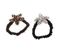 Beavorty 2 Pièces Élastiques Cheveux Cristal avec Étoile de Mer Strass Set Haute Élasticité pour Queue de Cheval Accessoires Mode Femme Blanc