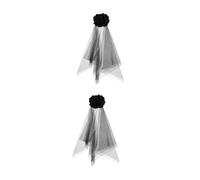 Beavorty 2 Pièces Épingle à Cheveux Voile Noir Rose pour Halloween Accessoire Maille Confortable Déguisement Fête Morts et Masques