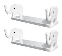 Beavorty 2 Pièces Étagère Murale Adhésive Éléphant Blanc, PP | Rangement Multi-usage, Installation sans Perçage, Usage Salon Cuisine, Décoration Intérieure Pratique
