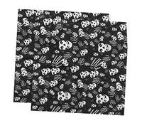 Beavorty 2 Pièces Foulard Carré Bandeaux Noués Papier D'emballage De Crâne Papier D'emballage D'halloween Fête D'halloween Bandeau De Sport Foulard De Danse Bandeaux De Mode Black
