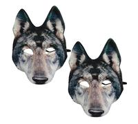 Beavorty 2 Pièces Masque de Loup Halloween Eva Masque Effrayant à Demi Face pour Cosplay Fête Carnaval et Accessoires de Costume