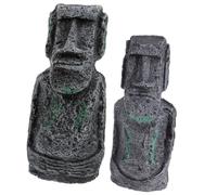 Beavorty 2 Pièces Statue D’île en Résine, Décor Minimaliste Moderne | Forme Île de Pâques, Posture Réfléchie, Résine Légère, pour Terrarium, Table et Étagère