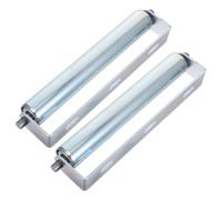 Beavorty 2pcs Rouleau de transfert avec support, galet tendeur de rechange en acier inoxydable pour manutention de matériaux et systèmes industriels, pièce de rechange, argent