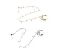 Beavorty 2pièces Anneaux de Nez Pendants pour Femme avec Perles de Simulation Chaîne de Nez Décorative Style Punk pour Piercing