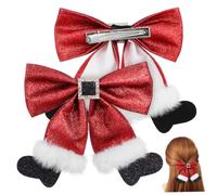 Beavorty 2pièces Barrettes à Nœud Pailleté pour Noël Pinces à Cheveux de Fête Accessoires pour Cheveux Mignons Nœuds Rouges pour Filles Barrettes de Festival