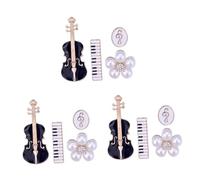 Beavorty 3 Ensembles Broche Fleur Musicale Pin Violin Accessoire Mode Femme Élégant Pour Vêtements 4 Pièces * 3