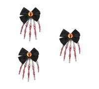 Beavorty 3 Pièces Barrette Halloween Squelette Main Gothique avec Nœud Pince Cheveux Originale Plastique pour Accessoires Costume Fête et Décoration Effrayante