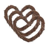 Beavorty 3 Pièces Couronne en Rotin Naturelle de Cœur, Décoration Rustique Polyvalente et Facile à Suspendre Maison Saint-Valentin