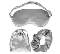 Beavorty 3 Pièces Ensemble De De Sommeil Dormir Sous Yeux Capillaire De Nuit Lavable Black-out De Sommeil Mignon Voyage Soie Gris