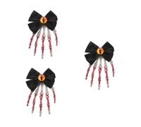 Beavorty 3 Pièces Halloween Hair Clip Femme Gothique Pince Main Squelette avec Nœud Accessoire Effrayant pour Fête et Costume Barrette Résistante Plastique et Style Dark Halloween