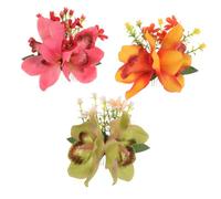 Beavorty 3 Pièces Peignes Cheveux Fleur Hawaïenne avec Orchidée Artificielle Accessoires Bun et Durables pour Élégantes Barrettes Latérales pour Femmes Plage et Mariage