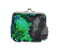 Beavorty 3pièces Pochette à Sequins Mini Portefeuille Élégant Forme De Sirène Parfait pour Cartes Petits Objets Vert Noir Rose Bleu