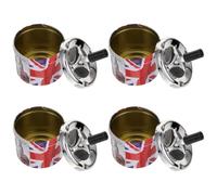 Beavorty 4 Pièces Cendrier Portable Ignifugé avec Couvercle Rotatif Anti-Vent en Tôle, Cendrier de Bureau Élégant pour Espaces Publics et Bureau, Souvenir de Voyage Britannique