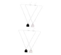 Beavorty 4 Pièces Collier Gothique Pendentifs Halloween pour Couples Bijoux Uniques Homme Femme Étudiant et Noir et Blanc
