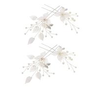 Beavorty 4 Pièces Épingle à Cheveux Décorative Fleurie U Forme avec Perles Imitation pour Mariée Accessoires Coiffure Élégants et Stables pour Chignons Mariage et Cérémonie