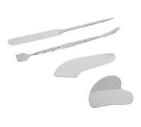 Beavorty 4 Pièces Gua Sha Facial Cleaning Spatula Set Acier Inoxydable Outil de Massage Courbé pour Nettoyage Profond des Pores Remodelage Mâchoire et Double Menton Soins Visage et Corps