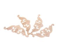 Beavorty 4 Pièces Incrustations Décoratives en Bois Massif Sculpté Beige pour Meubles, Intégration sans Couture, Détails Artistiques, pour Décoration de Porte et Projets DIY