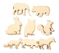 Beavorty 48 Pièces Découpes en Bois Soi-même Style Animaux Forêt, Décorations Créatives Bois Brut 8 Modèles X 6 Unités pour Peinture et Loisirs Artistiques