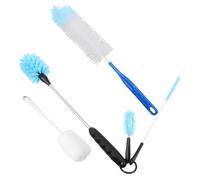 Beavorty 4pièces Brosse de Nettoyage pour Biberons Brosse pour Tasses Nettoyant pour Bouteilles de Lait Manche Allongé Lavable sans Trace Pratique Maison Déplacement