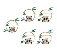 Beavorty 5 Pièces Broche Panda Plaqué Dessin Animé Broche Initiale Badge Charme Accessoires Revers Vêtements Patte Petit Broche Broche Épingle Clé Faire La Fête Mignon Alliage De Zinc