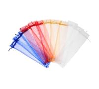 Beavorty 50 pièces Organza Sheer Fan Bags With Adjustable Drawstring Protective Hand Fan Sleeves Mixed Colors For Wedding Party Christmas Favors