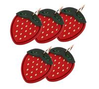 Beavorty 5pièces Porte-clés Fraise Cuir Mignon Pour Voiture Sac à Main Décoration De Clés