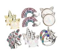 Beavorty 6 Paires Lot De Boucles D'oreilles Clips Garçon Fille Motifs Dessins Animés Décorations Brillantes Pour Oreilles