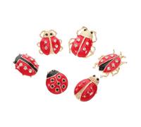 Beavorty 6 Pcs Brooch Ladybug Set Émail Crystal Animal Brooches Nouveauté Épingles Badges Pour Femmes Girls Boys Vêtements Sacs Sac À Dos