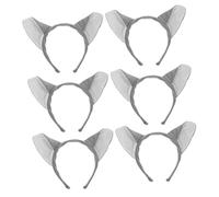 Beavorty 6 Pièces bandeau animaux renard jungle léopard oreilles velu bandeau halloween hair charms hair toppers mignonette grisile beaux bandeaux bandes de poils d'animaux chiffon Grey