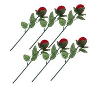 Beavorty 6 Pièces Boîte à Bague Rouge Forme Rose pour Fiançailles et Mariage Lot de Boîtes Compactes et Portables pour Présentation de Bagues Coffret pour Femme Cadeau Romantique de Demande