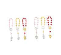 Beavorty 6 Pièces Bracelet Chapelet avec Pendentif Ange Lot de Bracelets Délicats pour Baptême Garçon Fille Style Minimaliste et Élégant Peau Sensible Orange Rose et Rouge