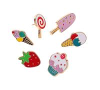 Beavorty 6 Pièces Broches Été Desserts pour Femmes Pins Cartoon Glace Cupcake Lollipop Fraise Accessoires Mode pour Vêtements Sacs et Écharpes