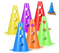 Beavorty 6 Pièces Cônes D'entraînement à L'agilité en Plastique PE 23 Cm avec Trous pour Exercices de Football et Basketball, Résistants aux Chocs, Adaptés aux Athlètes et Équipes en