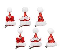 Beavorty 6 Pièces Pinces à Cheveux de Noël Épingles à Cheveux de Noël Barrettes à Chapeau Rouge Alliage et Flanelle Tenue pour Filles, Festival et Photographie Style Plusieurs styles