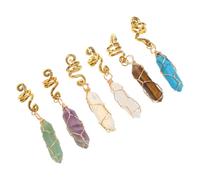 Beavorty 6 Pièces Stone Hair Jewelry For Braids Vintage Hexagonal Wire Wrapped Dreadlock Charms For Women Stable Ponytail Braided Styling Accessories