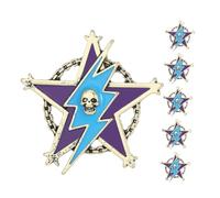 Beavorty 6 Pièces Vintage Star Badge Lapel Pins For Clothes Mini Five-pointed Star Brooches With Gothic Skull Design Lightweight Metal Pins For Men And Women Suits Coats Bags Stylish