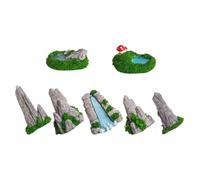 Beavorty 7 Pièces Décoration D'aquarium en Résine Fausse Montagne et Cascade, Design Compact, Base Stable et Large, pour Jardin Miniature DIY Plusieurs Styles