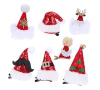 Beavorty 7pièces Pince à Cheveux Bec de Canard à Paillettes Coiffe Motif Chapeau de Noël Épingle à Cheveux Décoration de Noël