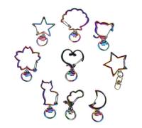 Beavorty 9 Pièces Rainbow Metal Spring Snap Hooks Unique Star Moon Heart Swivel Clasps For DIY Jewelry Keychain Crafts