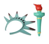 Beavorty Accessoire Déguisement Halloween Statue Liberté Couronne et Torche en Pu, Design Unique, Maintien Sécurisé pour Fête Patriote ou Soirée Costumée