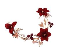 Beavorty Accessoires De Cheveux De Mariée Bandeau De Fleurs Rouges Coiffe Pour Mariage Pour La Décoration Des Cheveux De Mariée